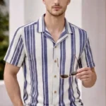 Rose Red with Olive Stripes Casual Shirt - Zenticy