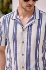 Rose Red with Olive Stripes Casual Shirt - Image 4