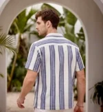 Rose Red with Olive Stripes Casual Shirt - Image 2